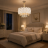 Candelabru Cristal PETAL Nobile 6xE14, D40 cm, Auriu, Inaltime Reglabila, Metal si Cristal [2]