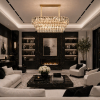 Candelabru Cristal VALMONT Supremo 12xE14, 80x30 cm, Auriu, Inaltime Reglabila, Metal si Cristal