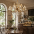Candelabru Cristal PSE Supremo, 12xE14, D88cm, Inaltime Reglabila, Metal si Cristal, Auriu [2]