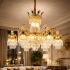 Candelabru Cristal 13xE14, D80cm, Auriu Lucios, Inaltime Reglabila, Metal si Cristal [3]