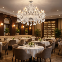 Candelabru Cristal 15xE14, D95cm, Argintiu, Inaltime Reglabila, Metal si Cristal