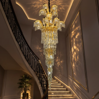 Candelabru Cristal PALACE Regalis, 13 brate, 29xG9, D80cm, Auriu Lucios, Inaltime Reglabila, Metal si Cristal