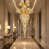 Candelabru Cristal PALACE Regalis, 13 brate, 29xG9, D80cm, Auriu Lucios, Inaltime Reglabila, Metal si Cristal [2]