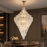 Candelabru Cristal ADAMA Titania, 60x E14, Diametru 135cm, Crom Lucios, Inaltime Reglabila Candelabru Cristal ADAMA Titania, 60x E14, Diametru 135cm, Crom Lucios, Inaltime Reglabila
