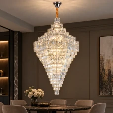 Candelabru Cristal ADAMA Titania, 60x E14, Diametru 135cm, Crom Lucios, Inaltime Reglabila Candelabru Cristal ADAMA Titania, 60x E14, Diametru 135cm, Crom Lucios, Inaltime Reglabila