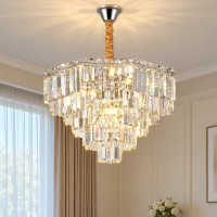 Candelabru Cristal ADAMA Magno, 10x E14, Diametru 60cm, Crom Lucios, Inaltime Reglabila