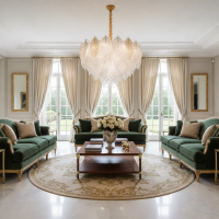 Candelabru Cristal LACE Eleganza 9xE14, Diametru 50cm, Inaltime 36cm, Auriu Lucios, Inaltime Reglabila, Design Elegant