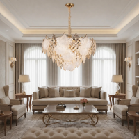 Candelabru Cristal LUXE Regalis, 21xE14, Diametru 80cm, Inaltime 45cm, Auriu Lucios, Inaltime Reglabila, Design Elegant