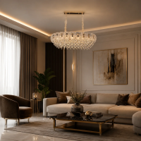 Candelabru Cristal DONNO Supremo, 90x34cm, 11xE14, Inaltime Reglabila, Metal si Cristal, Auriu Candelabru Cristal DONNO Supremo, 90x34cm, 11xE14, Inaltime Reglabila, Metal si Cristal, Auriu