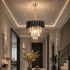 Candelabru Cristal VERSAILLES Petito 3xE14, Diametru 30cm, Auriu Lucios si Negru, Inaltime Reglabila [4]