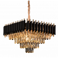 Candelabru Cristal VERSAILLES Nobile 5xE14, Diametru 38cm, Inaltime 35 cm Reglabila, Auriu, Negru, Metal, Cristal