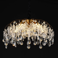 Candelabru Cristal CC9321/5FGD, 5x E14, Diametru 50cm, Auriu