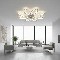 Lustra LED Ventilator ANEMO cu Telecomanda, 48W, D87cm, Lumina Rece/Neutra/Calda, Metal si Plastic, Alb