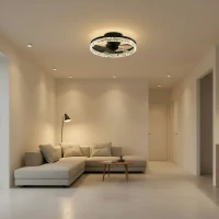 Lustra LED VEYA cu Telecomanda, 38W, D50cm, Lumina Rece/Neutra/Calda, Metal si Plastic, Negru