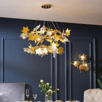 Candelabru Modern, LEAFORA Regalis, 2 cercuri, 12xE14, Diametru 80cm, Auriu, Inaltime Reglabila, Metal si Cristal Candelabru Modern, LEAFORA Regalis, 2 cercuri, 12xE14, Diametru 80cm, Auriu, Inaltime Reglabila, Metal si Cristal