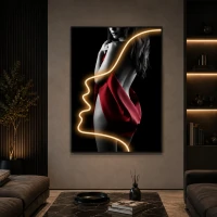 Tablou Decorativ cu Iluminare LED Silueta in Rosu, 60 x 80 cm, 24W, Lumina Neutra, Aliaj de Aluminiu si MDF Tablou Decorativ cu Iluminare LED Silueta in Rosu, 60 x 80 cm, 24W, Lumina Neutra, Aliaj de Aluminiu si MDF