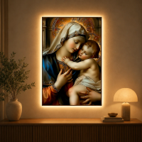 Tablou Decorativ cu iluminare LED Tandrete Divina, 60 x 80 cm, 24W, Lumina Neutra, Aliaj de Aluminiu si MDF