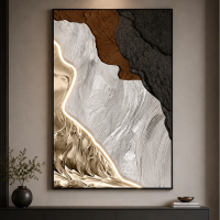 Tablou Decorativ cu Iluminare LED Raul de Aur, 80 x 120 cm, 24W, Lumina Neutra, Aliaj de Aluminiu si MDF