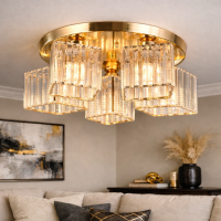 Lustra Clasica Moderna Sasha, LC117/5GD, 5xE27, Metal si Cristal, Auriu, Abajur Lustra Clasica Moderna Sasha, LC117/5GD, 5xE27, Metal si Cristal, Auriu, Abajur