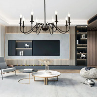 Lustra Metalic AVANT, 92cm, tip Pendul cu brate, Rotunda, 8xE14, Negru
