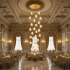 Candelabru Cristal FRAME LED cu Telecomanda, Suspendat, 30 Surse, 90W, Diametru 60cm, Inaltime Reglabila, Auriu, Metal si Cristal [2]
