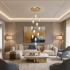 Candelabru Cristal AROHA LED cu Telecomanda, Suspendat, 12 Surse, 36W, Diametru 40cm, Lumina Calda / Neutra / Rece, Inaltime Reglabila, Auriu, Metal si Cristal [2]