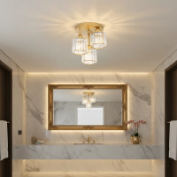 Lustra Clasica SUKAS, 3xE27, Metal si Cristal, Auriu Lustra Clasica SUKAS, 3xE27, Metal si Cristal, Auriu