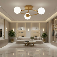 Lustra LED si cristal ORBIT, 66cm, 3xE27, Globuri, Auriu Lustra LED si cristal ORBIT, 66cm, 3xE27, Globuri, Auriu