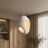 Lustra Moderna FOAMER Nobile, 37 cm, Suspendata, 1 X E27, Alb, Metal si Spuma, Inaltime Reglabila
