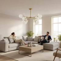 Lustra cu bec moderna SVEN, Ø73cm,8x G9, Auriu, Metal Lustra cu bec moderna SVEN, Ø73cm,8x G9, Auriu, Metal
