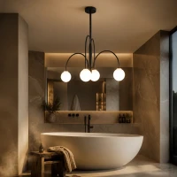 Lustra cu Abajur, Torino, 4xE27, Negru, Metal