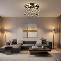 Candelabru LED Cristal LLC210/550CH Rotund, 30W, Lumina Rece/Calda/Neutra, Cristal, Crom Lucios