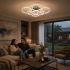 Lustra LED cu telecomanda si cristal NOVA ROTONDA RGB 239W, 8 Cercuri, lumina Rece/Calda/Neutra, Dimabila, Crom Lucios [3]