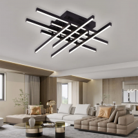 Lustra LED cu Telecomanda LINEX, 108W, 8 elemente, Lumina Rece/Calda/Neutra, Dimabila, Negru