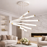 Lustra LED Suspendata Acril LT183/6WH, 81W, Lumina 3000/4000/6000K, Alb, Inaltime Reglabila Lustra LED Suspendata Acril LT183/6WH, 81W, Lumina 3000/4000/6000K, Alb, Inaltime Reglabila