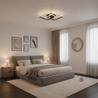 Lustra LED cu telecomanda SOLA, 2 surse, 3000K/4000K/6000K, 108W, Metal si Silicon, Negru