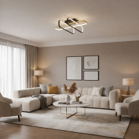 Lustra LED cu telecomanda TRANBERG, 3 surse(2negre+1auriu), 3000K/4000K/6000K, 152W, Metal si Plastic, Negru
