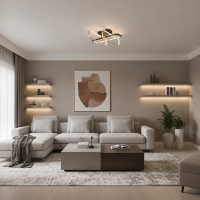 Lustra LED cu telecomanda TRANBERG, 3 surse(1negre+2auriu), 3000K/4000K/6000K, 144W, Metal si Plastic, Negru