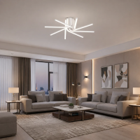 Lustra LED cu telecomanda IBANE, 8 surse, 3000K/4000K/6000K, 144W, Metal si Silicon, Alb