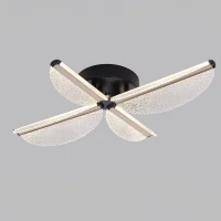 Lustra LED cu Telecomanda TULLIO 43W, 4 Petale, lumina Rece/Calda/Neutra, Dimabila, Negru
