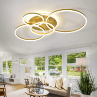 Lustra LED cu Telecomanda RINOVA, 4 cercuri, 112W, Lumina Calda/Rece/Neutra, Dimabila, Auriu Lustra LED cu Telecomanda RINOVA, 4 cercuri, 112W, Lumina Calda/Rece/Neutra, Dimabila, Auriu