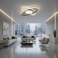 Lustra LED cu telecomanda VARIO 69W, Oval , lumina Rece/Calda/Neutra, Dimabila, Negru