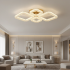 Lustra LED RENATO Eleganza cu telecomanda si cristal, 73W, 4 Patrate, Lumina Rece/Calda/Neutra, Dimabila, Auriu [2]