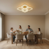 Lustra LED RENATO Magno cu telecomanda si cristal, 118W, 5 Patrate, Lumina Rece/Calda/Neutra, Dimabila, Auriu [3]