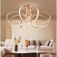 Lustra LED cu Telecomanda ORBIS Eleganza, 45W, Lumina Calda/Rece/Neutra, Dimabila, Auriu