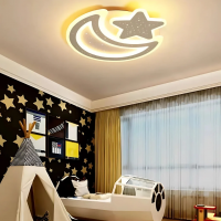 Lustra LED Nova cu Telecomanda, 89W, Dimabil, Forma Luna si Stea, Alb Lustra LED Nova cu Telecomanda, 89W, Dimabil, Forma Luna si Stea, Alb