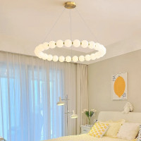 Lustra Suspendata LED Acril Celeste 42W cu Telecomanda, Dimabila, Lumina Calda/Neutra/Rece 3000K/4000K/6000K, Auriu, Metal si Acril