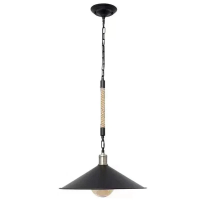 Lustra Franghie LV570/1BK, 1xE27, Diametru 26.5 cm, Inaltime 11 cm, IP20, Maro, Negru, Metal si Sfoara