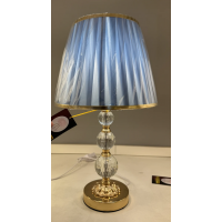 Veioza VZ213BL, 1x E27, Metal si Textil, Albastru si Auriu