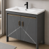 Set Mobilier SIENA pentru Baie ,Dulap Lavoar+Dulap Oglinda 60cm, 2 Piese, Gri si Alb [4]